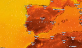España enfrenta este jueves temperaturas plenamente veraniegas. (Windy)