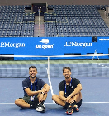 Guido Justo y su entrenador, Martín Rondina, en el US Open (Crédito: Instagram Guido Justo)