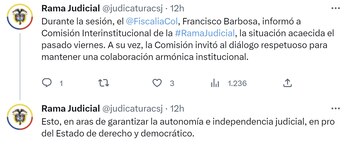 Comunicado de la Comisión Interinstitucional de la Rama Judicial