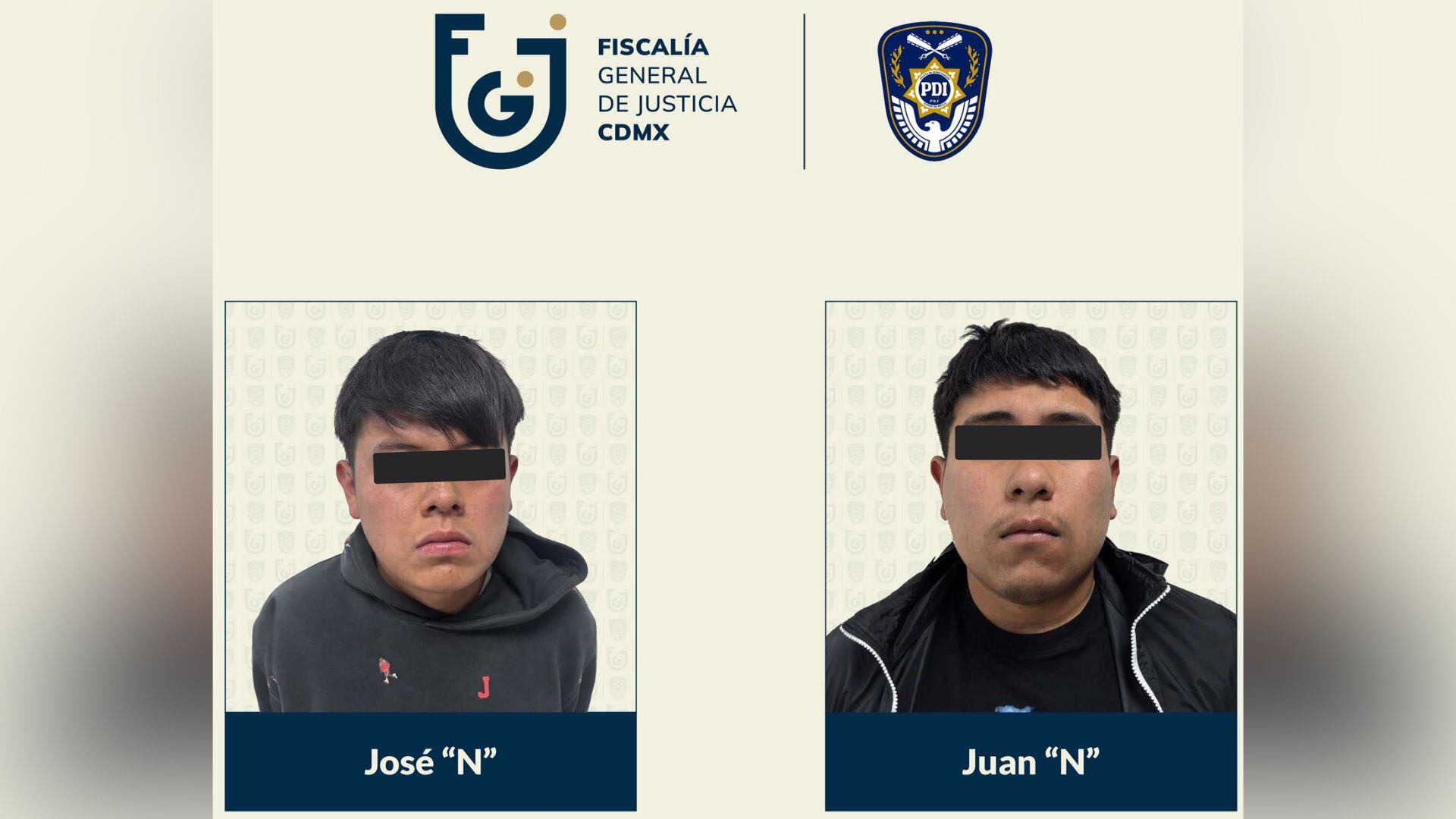 Ambas personas declararon ser parte de La Unión Tepito. (FOTO: FGJCDMX)