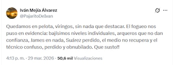 Post de Iván Mejía luego de la derrota ante la selección de Francia. Néstor Lorenzo, el señalado por el resultado - crédito X