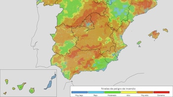 La semana empieza con peligro de incendios muy alto en buena parte de la Península y Baleares