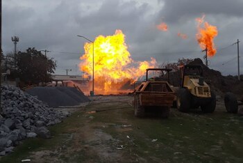 Maquinaria que realizaba una obra