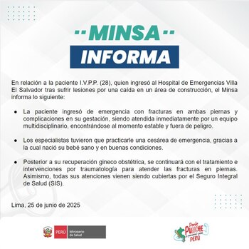 Minsa señala que madre tuvo