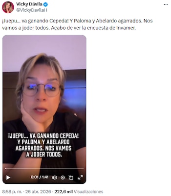 Vicky Dávila alertó por la división opositora ante el avance de Iván Cepeda en las encuestas - crédito @VickyDavilaH/X