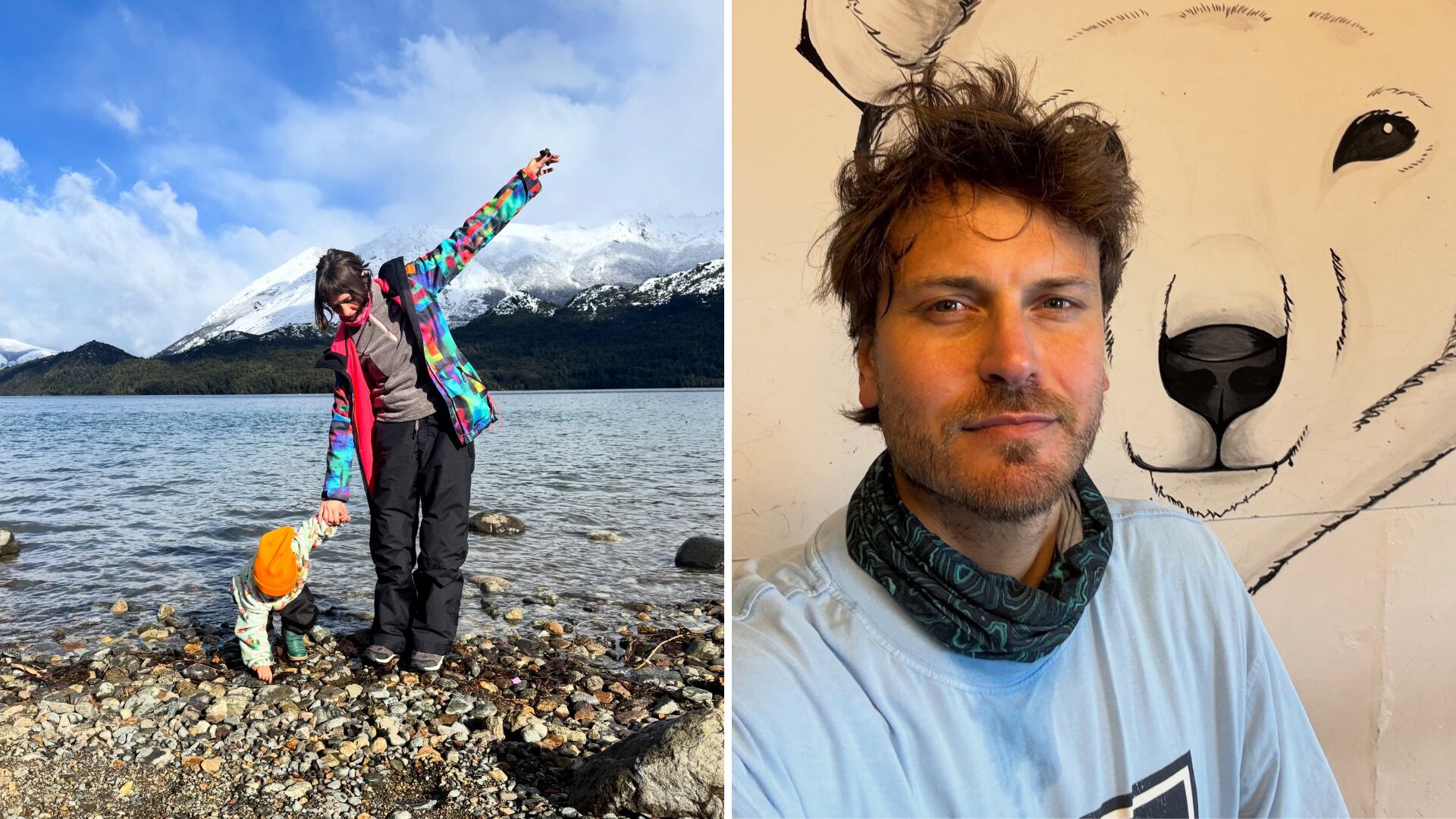 Andrés Gil y Cande Ventrano disfrutan de su primera aventura familiar en la Patagonia