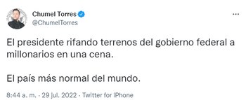 Chumel Torres ironizó en que