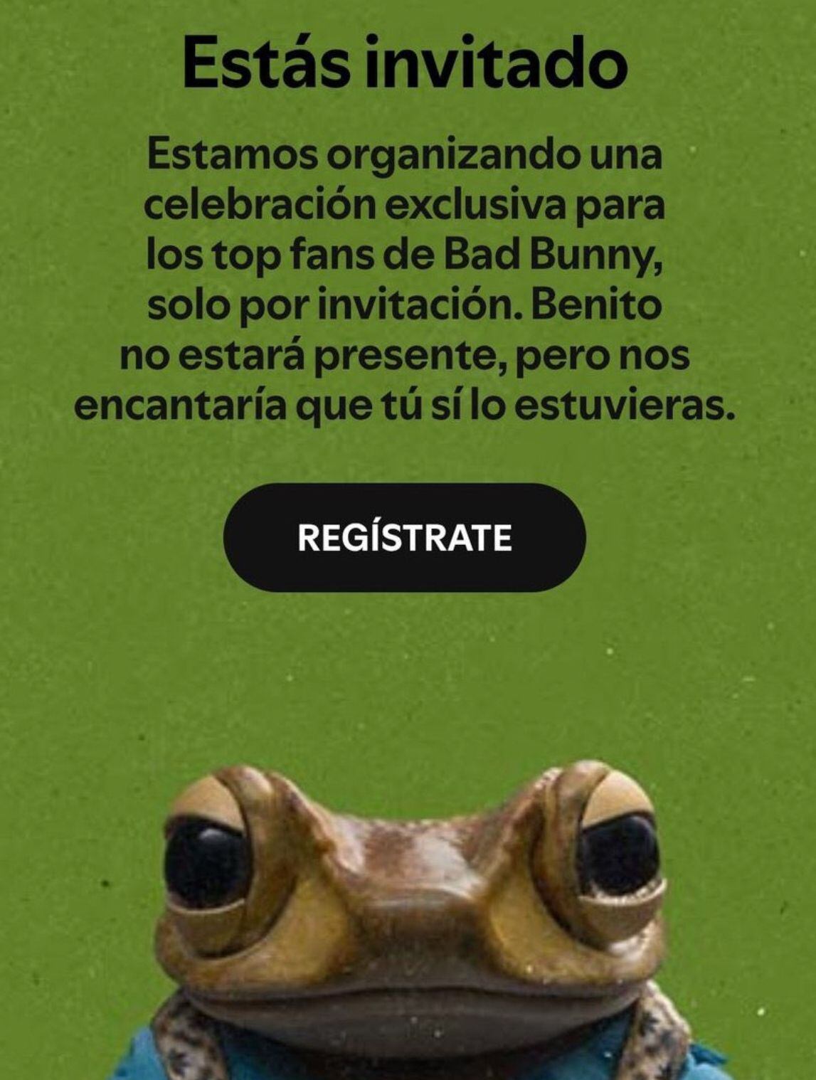 Spotify envió correos a los usuarios que más escucharon a Bad Bunny a lo largo del año.
Crédito: X/ @SpainBadBunny
