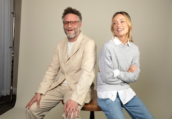 Olivia Wilde y Seth Rogen repasaron sus años de castings y rechazos antes de consolidar una dupla en El Estudio y La invitación (Rebecca Cabage/Invision/AP)