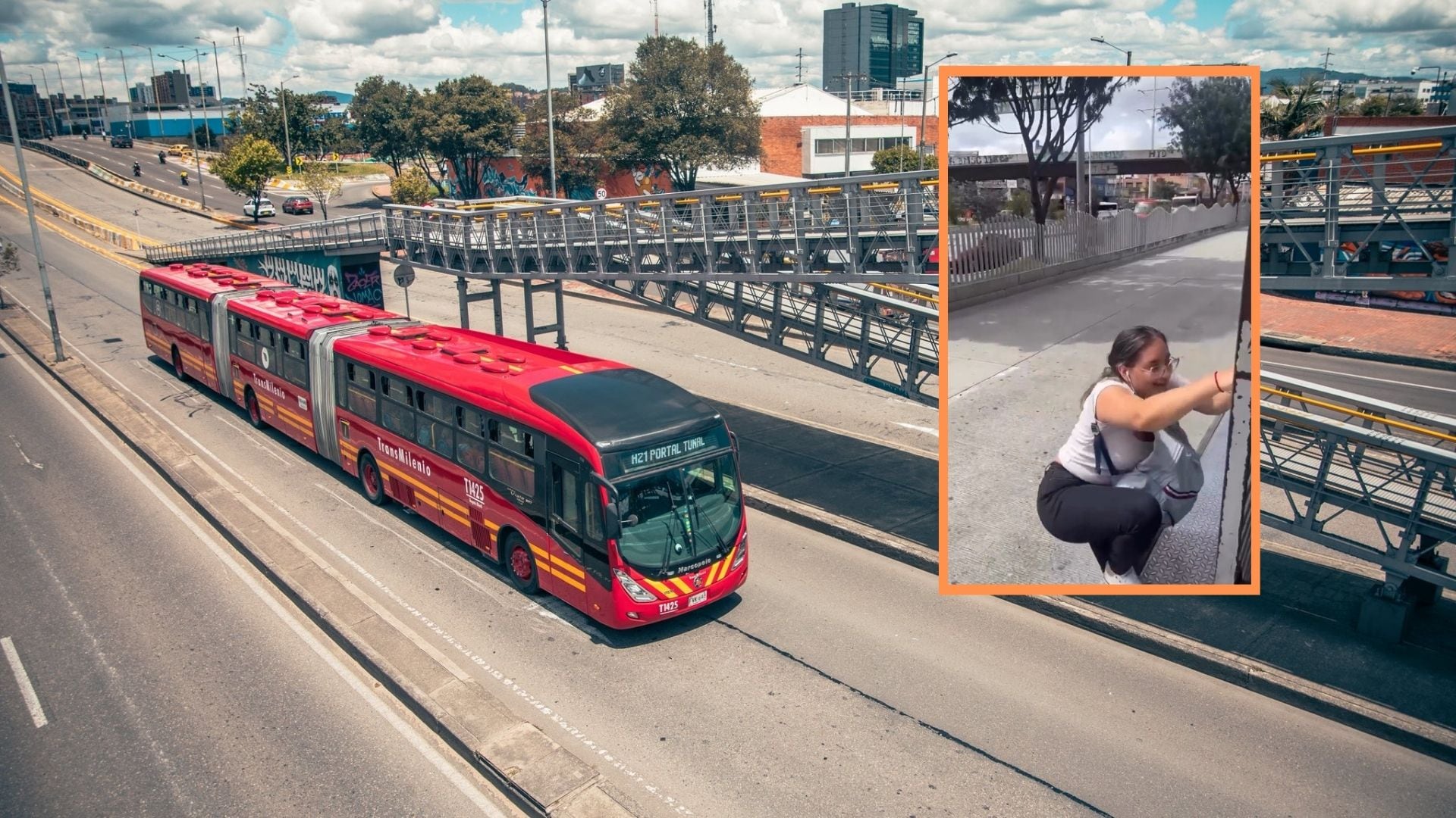Mujer fue captada colándose del sistema público de transporte en Bogtoá - crédito Transmilenio/Captura de video