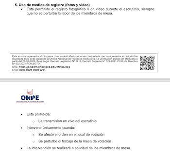 Reglamento que autoriza grabación del escrutinio