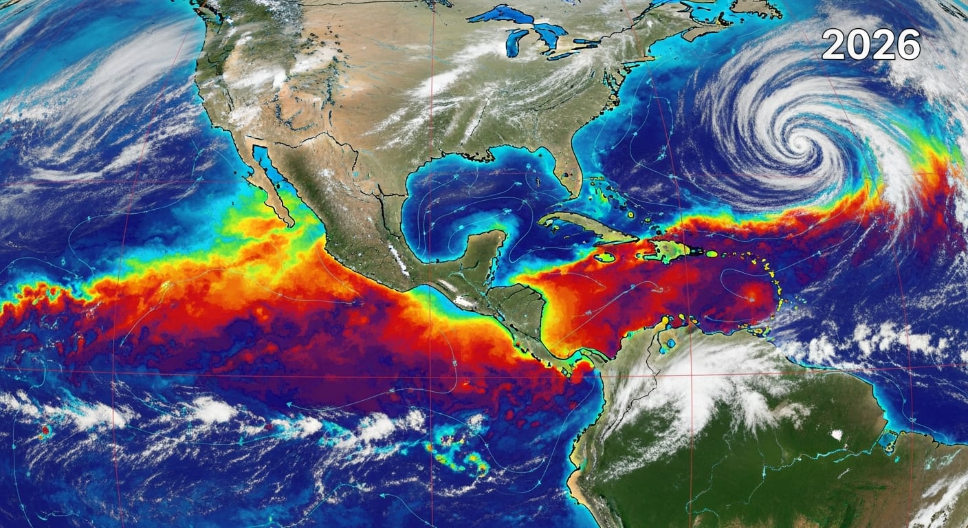 Una imagen satelital muestra el avance de El Niño en 2026. (Imagen Ilustrativa Infobae)