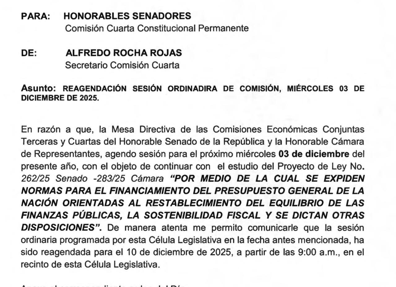 El debate de la reforma tributaria se retomará el 10 de diciembre - crédito Cámara de Representantes