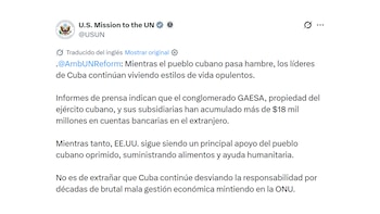 Estados Unidos denunció la desigualdad entre la población de Cuba y los lujos de la cúpula dictatorial (@USUN)