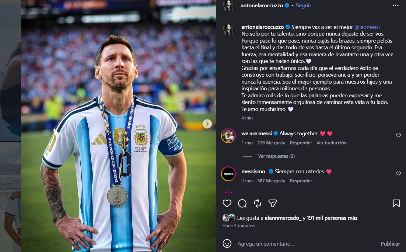 El posteo de Antonela