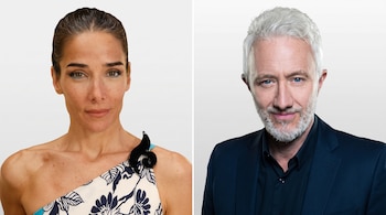 Retratos de la conductora Juana Viale a la izquierda y del conductor Andy Kusnetzoff a la derecha.
