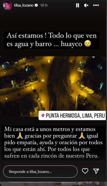 Tilsa Lozano preocupada por la situación de Punta Hermosa.