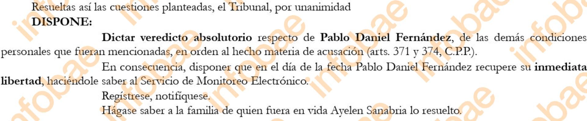 El 14 de abril pasado, el Tribunal Oral en lo Criminal N°3 de San Martín absolvió Fernández y ordenó su libertad