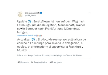 Aterrizaje de emergencia de la selección alemana de fútbol
