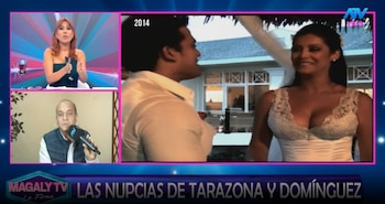 ‘Metiche’ se pronuncia sobre boda de Karla y Christian: “Yo tomaría las cosas con soda”. Captura: Magaly TV La Firme.