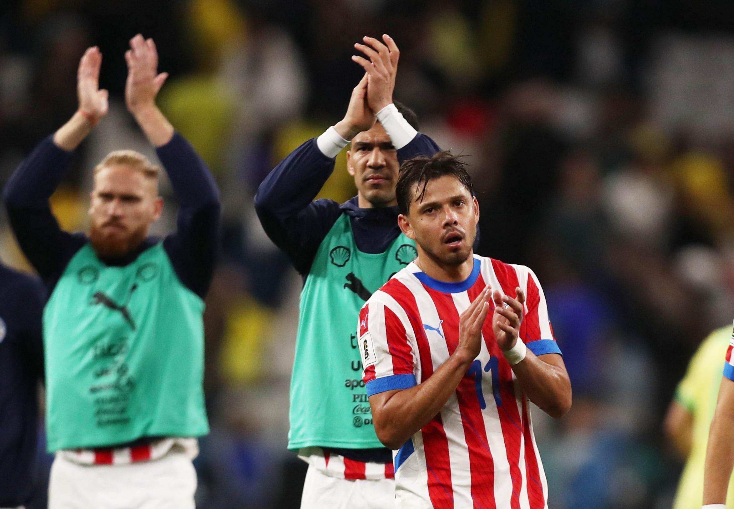 Ángel Romero, con la casaca ante Paraguay, tras jugar ante Brasil en 2025 (REUTERS/Jean Carniel)