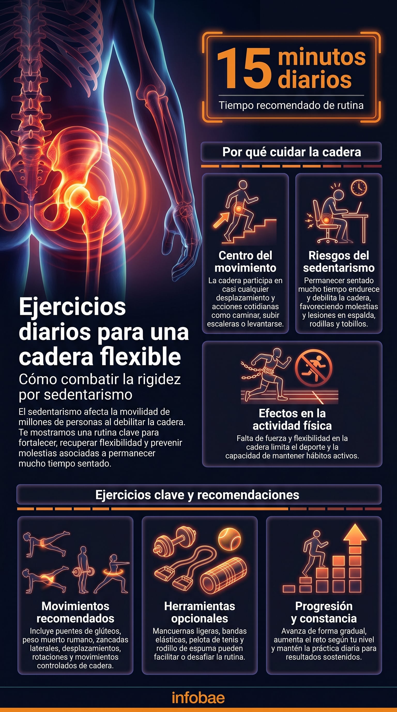 El fisioterapeuta Ryan Matisko propone una rutina diaria de 15 minutos para mejorar la movilidad de la cadera (Imagen Ilustrativa Infobae)