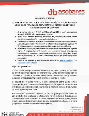 Asobares estima que la temporada del Mundial podría aportar más de $656.000 millones en ingresos adicionales a bares, locales nocturnos, espacios de entretenimiento y restaurantes - crédito Asobares