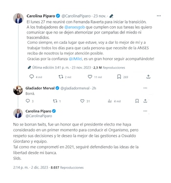 El posteo de Carolina Píparo