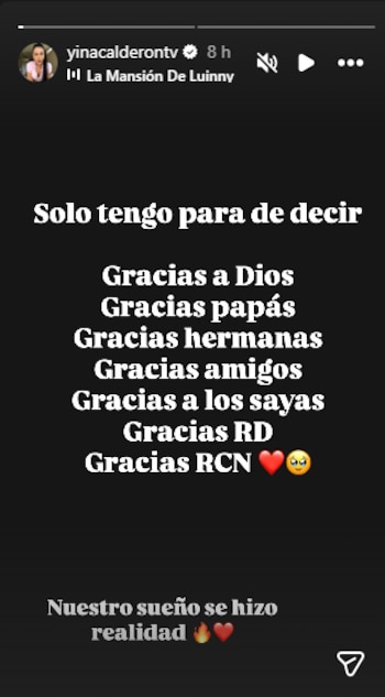 Yina Calderón compartió un mensaje