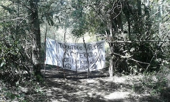 Pancarta reivindicativa mapuche