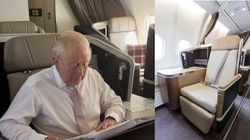 Así es el ‘Cam Force One’, el avión en el que Carlos III viaja por el Caribe: lujo, privacidad y 158 plazas