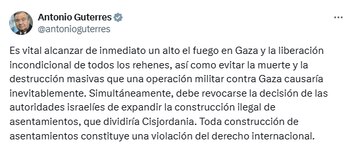 El comunicado de António Guterres