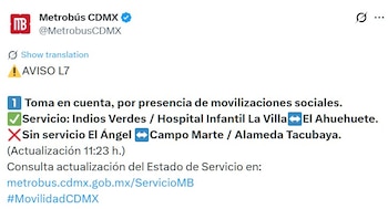 Avance en tiempo real de las diversas líneas de la red de transporte público capitalino.