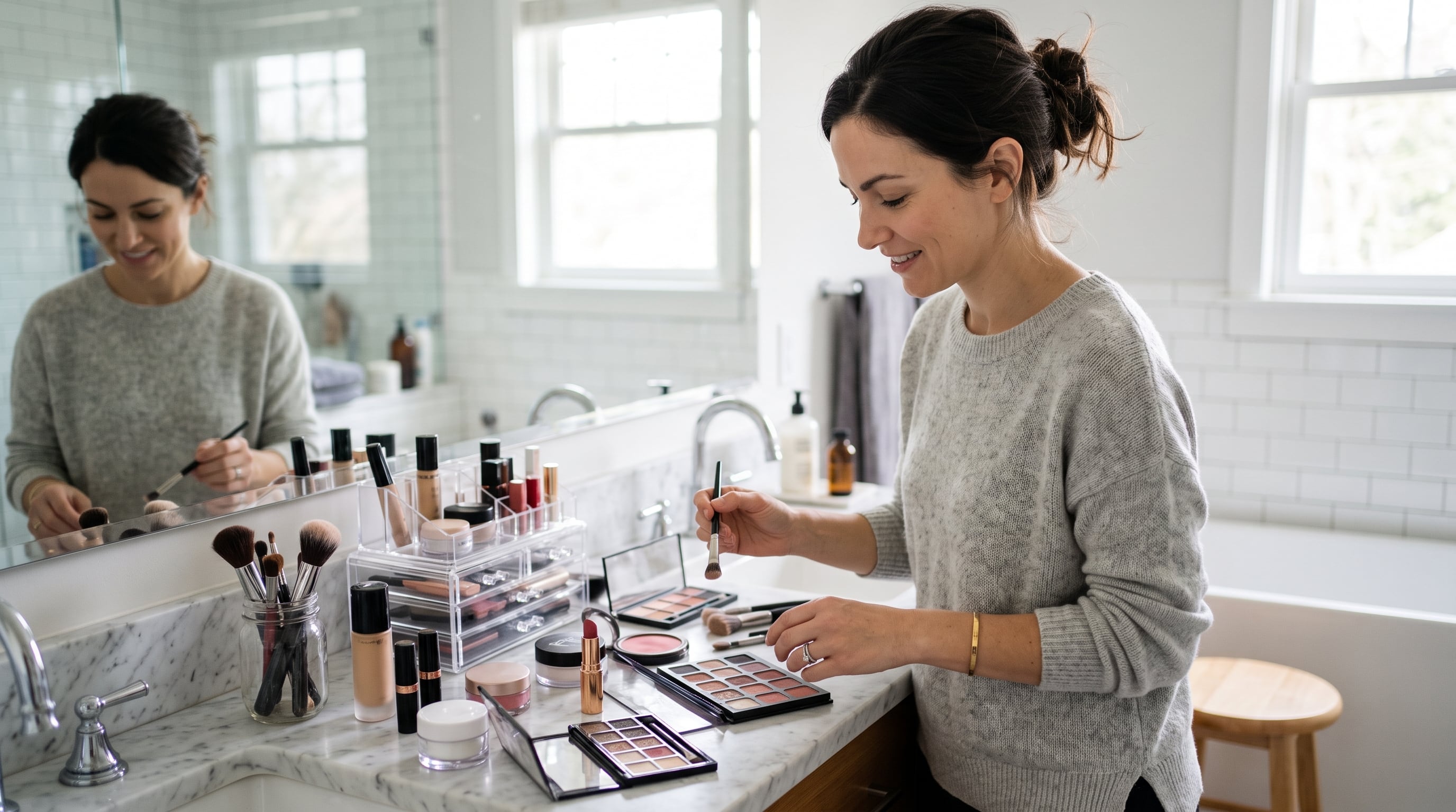 Reducir el maquillaje a lo esencial permite dejar a mano los cosméticos de uso diario y guardar aparte los productos para ocasiones especiales. (Imagen Ilustrativa Infobae)