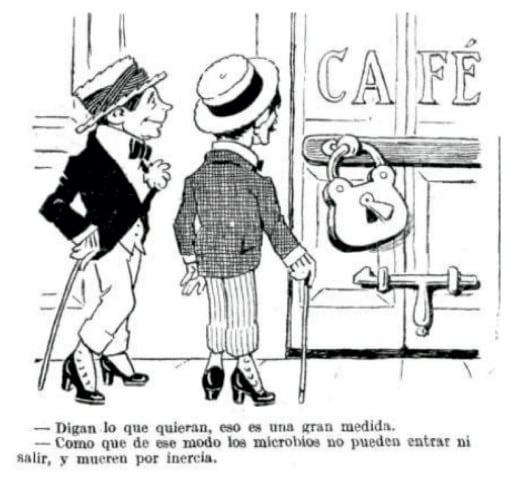 Caras y Caretas se burló del cierre nocturno de los cafés y bares. Nadie entendía por qué la nocturnidad resultaba más peligrosa que las horas diurnas.