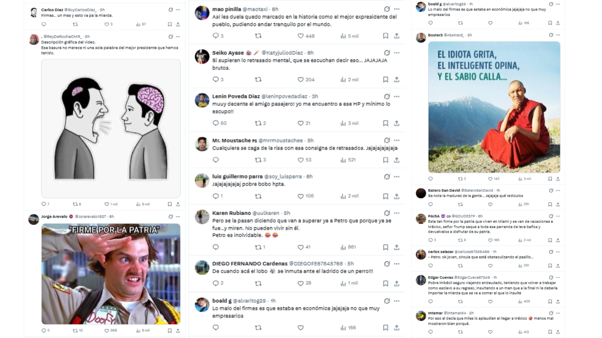El video generó opiniones divididas entre los usuarios, con comentarios a favor y en contra de la reacción de Petro y de la arenga del pasajero - crédito redes sociales