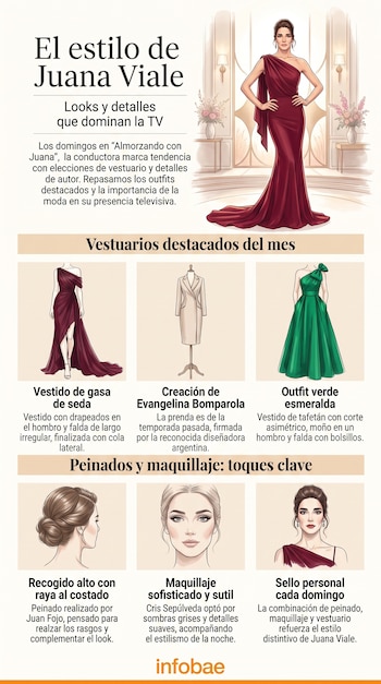 Juana Viale volvió a apostar por un diseño de Evangelina Bomparola para volver a presidir su típico almuerzo dominical