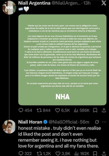 El cantante irlandés se vio obligado a expresarse ante el comunicado de sus fans y las críticas en redes (X)