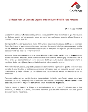 Colfecar advierte sobre el impacto