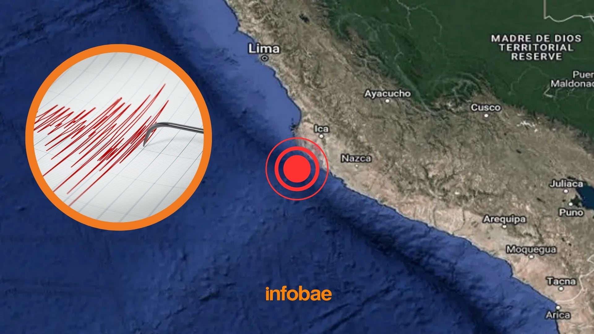 El epicentro de los sismos se registraron al frente de la Bahía de Paracas - Crédito: Composición Infobae Perú
