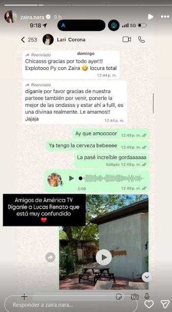 El chat que publicó Zaira
