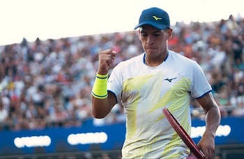 Sebastián Báez celebra un punto