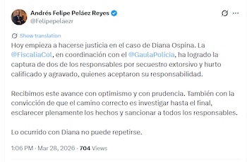 La defensa señaló que la defensa acompañará a la Fiscalía en todas las etapas del proceso judicial - crédito @Felipepelaezr/X