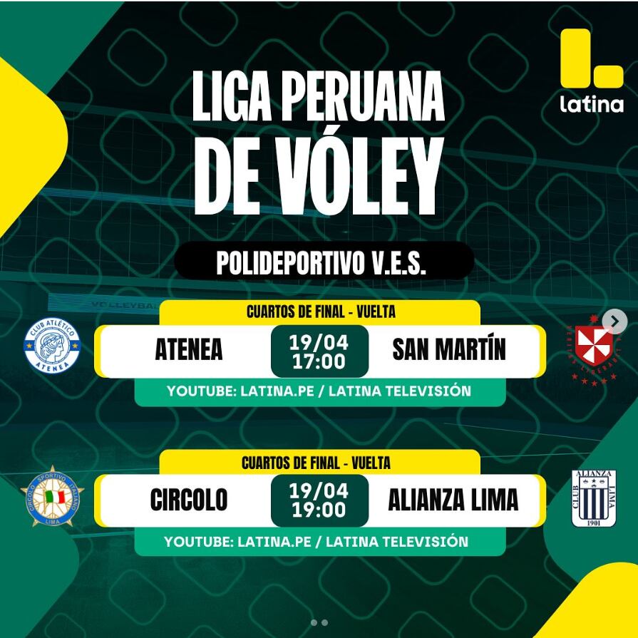 Programación de los cuartos de final vuelta de la Liga Peruana de Vóley 2025
