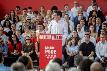 27/09/2026 El secretario general del PSOE de Madrid, candidato a la Presidencia de la Comunidad de Madrid y ministro para la Transformación Digital y de la Función Pública, Óscar López, durante el acto de presentación de candidaturas del PSOE de Madrid para las elecciones municipales y autonómicas de 2027, en el Polideportivo Municipal Juan de la Cierva, a 27 de septiembre de 2026, en Getafe, Madrid (España). El acto marca el inicio de la carrera electoral en la Comunidad de Madrid para el PSOE. Una carrera cuya meta está en las elecciones municipales y autonómicas de 2027 y que comienza con la presentación de los candidatos y candidatas que encabezarán sus listas en los municipios madrileños.
POLITICA
Ricardo Rubio - Europa Press