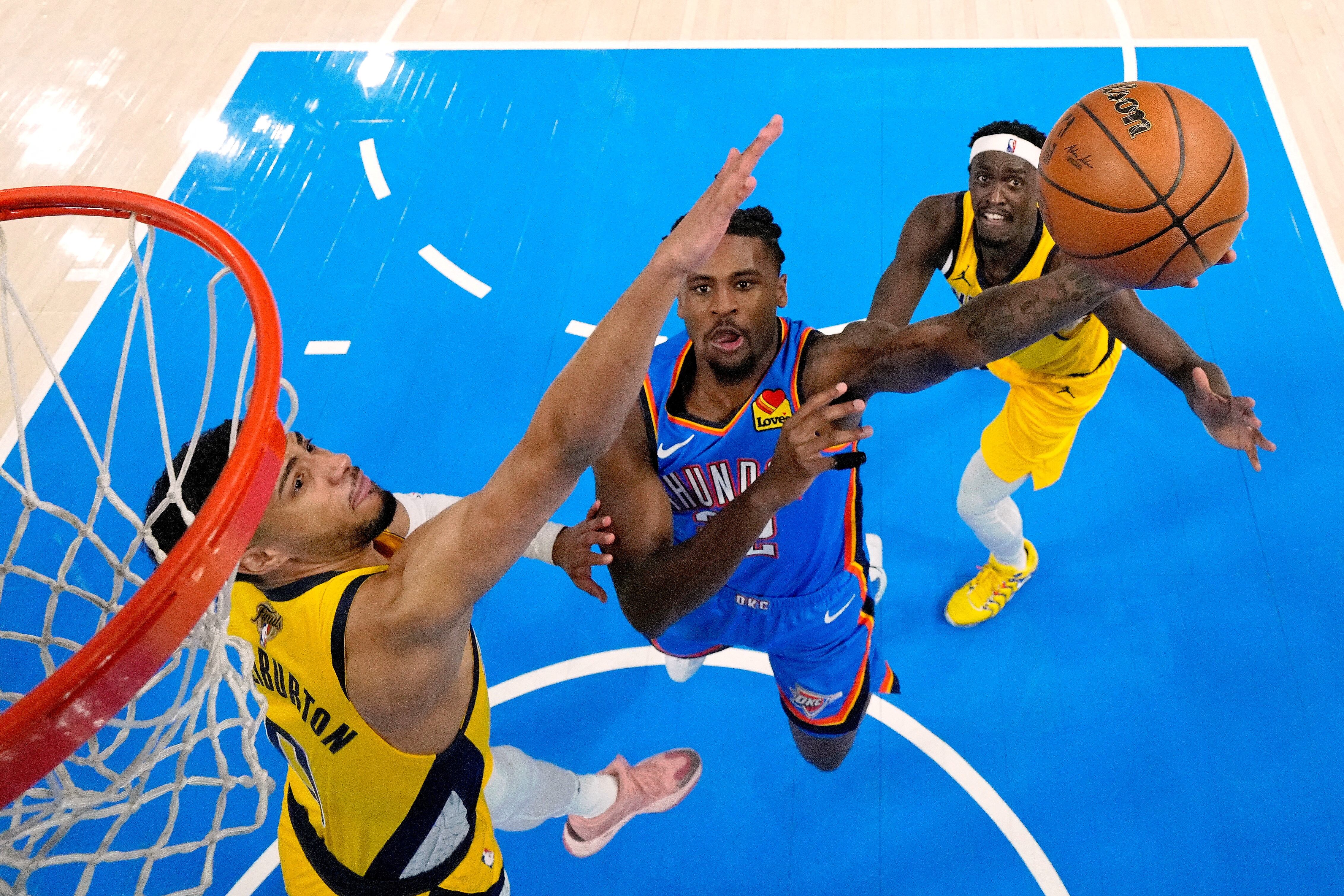 Con la serie empatada a uno, Indiana Pacers recibirá a Oklahoma City Thunder en el tercer juego de las Finales de la NBA - crédito Matthew Stockman/Reuters