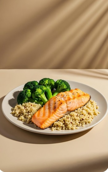 El salmón asado con garbanzos