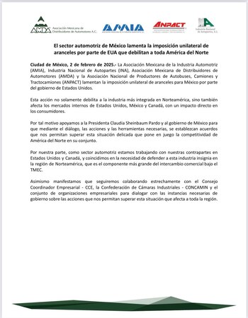 El comunicado fue replicado por