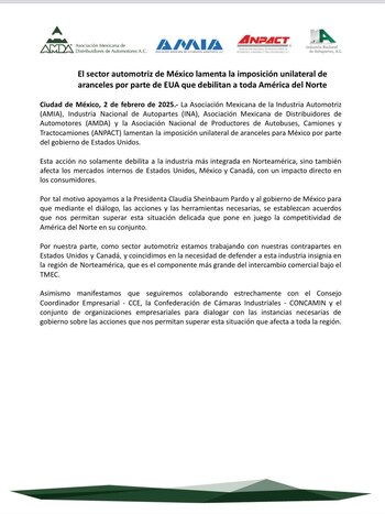 El comunicado fue replicado por