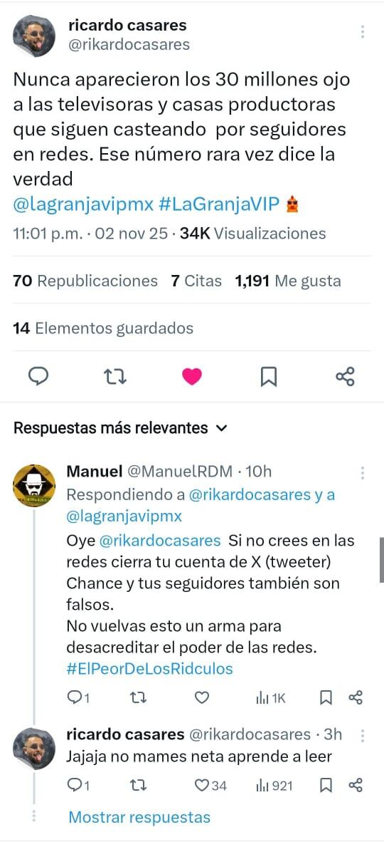 Casares ironizó sobre la popularidad de Omahi. (Captura de pantalla, X)